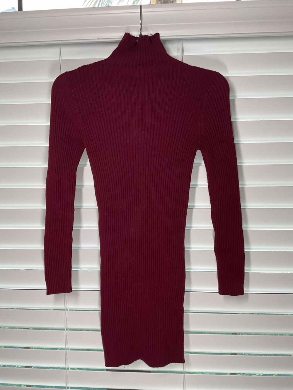 Forever 21 Ribbed Turtleneck Knit Dress - Wine